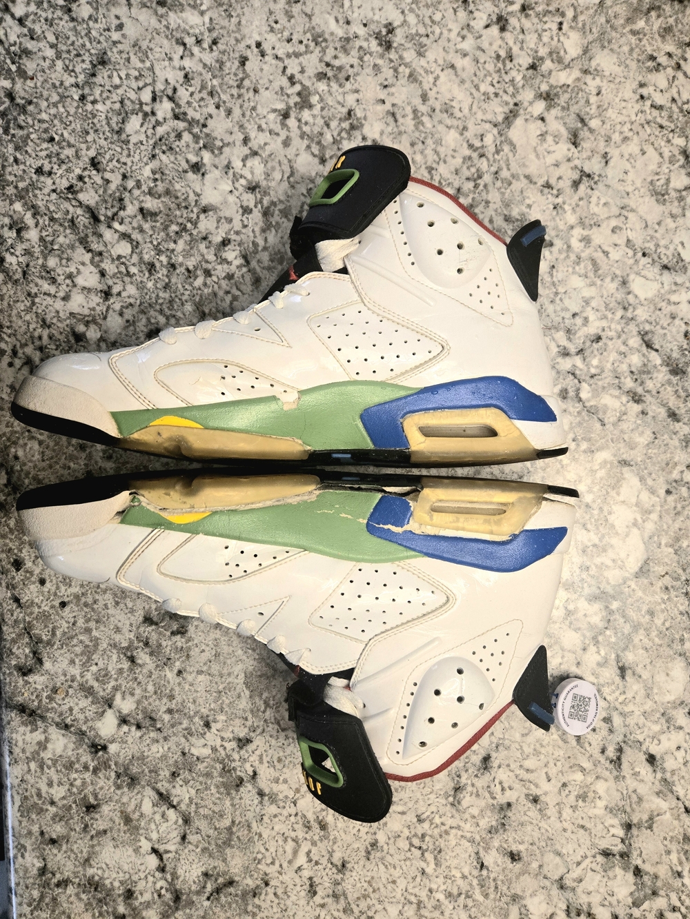 *RARE* JORDAN sz11 VI 6 OLYMPIC PATENT LEATHER RED YELLOW GREEN BLUE DAMAGE NIKE